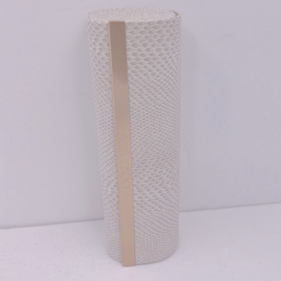 JIMMY CHOO GLASSES/SUNGLASSES CASE, FAUX SNAKE LEATHER, TAN & WHITE, 6.5” X 2.5” - Picture 3 of 13